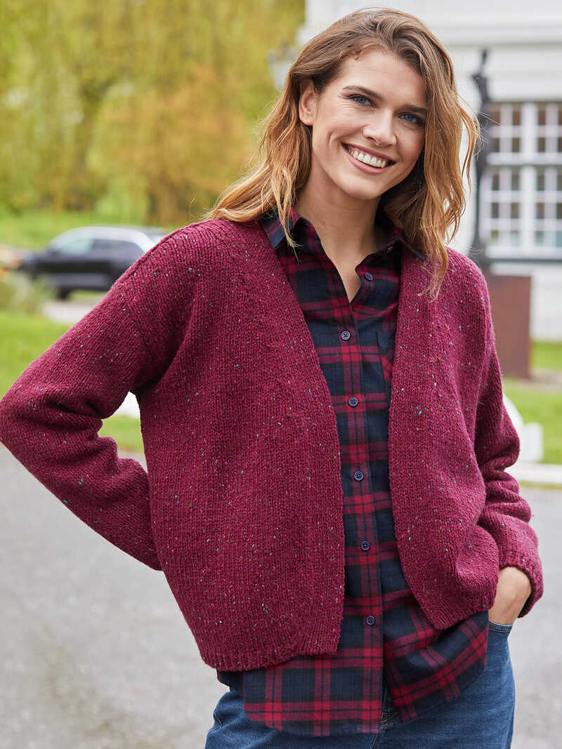 Fisherman-Strickjacke mit V-Ausschnitt