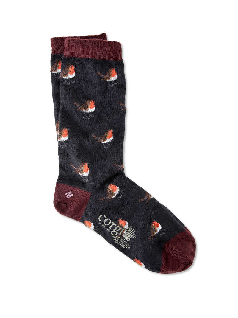 Damensocken mit Rotkehlchen